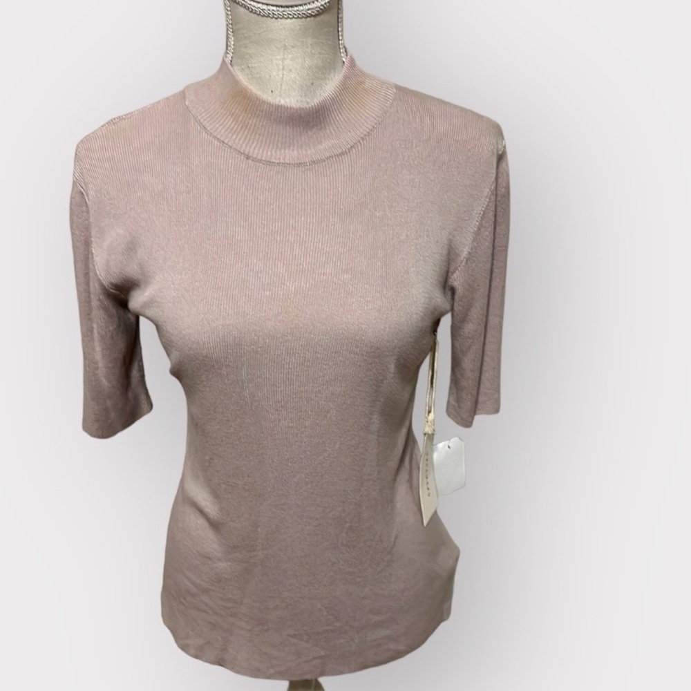 Dreamers tan Mock turtleneck short sleeve top . Sz L